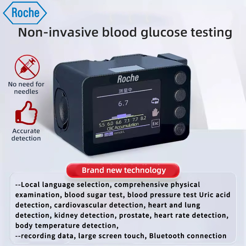 Português, exame físico completo, teste de glicemia, teste de pressão arterial, teste de ácido úrico, exame cardiovascular, exame cardiopulmonar, exame renal, exame de próstata, verificação de pulso, verificação de temperatura, registro de dados, tela grande, conexão Bluetooth